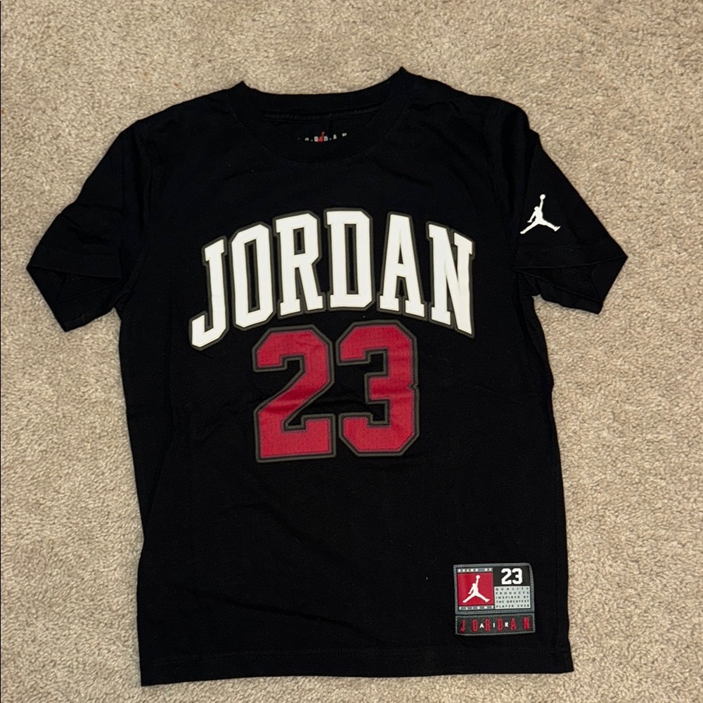 Jordan Black T-Shirt with Red and White Accents